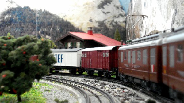 La nostalgie des lourds trains de marchandises du temps jadis parmi forts et rochers