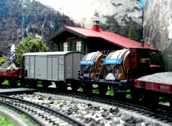 La nostalgie des lourds trains de marchandises du temps jadis parmi forts et rochers